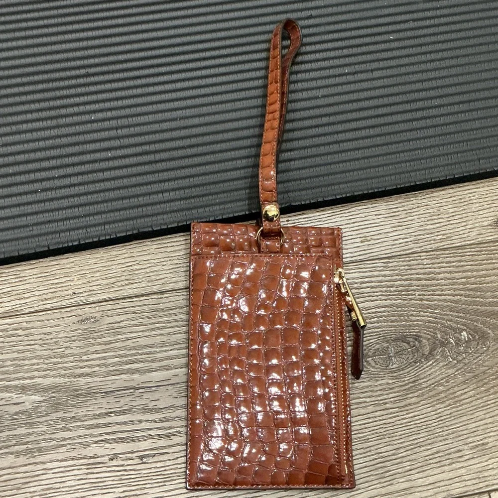 Vince Camuto Jann Brown Patent Leather Wristlet